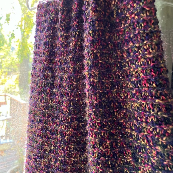 Fringed shawl variegated yarn Handmade Knit Wrap - Picture 2 of 7